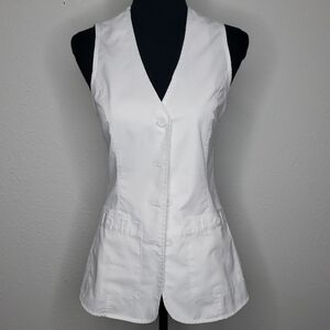 Prima by Barco Cotton Blend Sleeveless Button Front White Nursing Vest Size XS